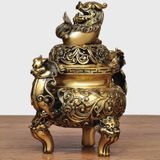  Lư hương Rồng trang trí Chất liệu đồng Sử dụng đồ trưng bày Kt 18*12*20cm nặng 1.4kg 