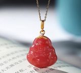  DÂY CHUYỀN PHẬT DI LẶC HỔ PHÁCH HUYẾT TỰ NHIÊN Chất liệu: bạc 925 + hổ phách huyết tự nhiên 