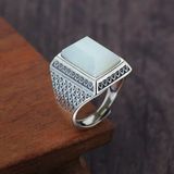  Nhẫn bạc nam cao cấp Chất liệu bạc 925 + ngọc trắng hetian Sử dụng đồ trang sức 