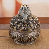  Gạt tàn cóc vàng có nắp gạt Chất liệu hợp kim kẽm Sử dụng đồ trưng bày Kt 11.4*13 nặng 372g 