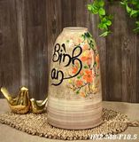  Bình gốm sứ Bát Tràng dáng chuông họa tiết vẽ tay chữ bình an cao 32cm 