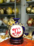  Bình hút Lộc dát vàng h18-D16 gốm sứ Bát Tràng 