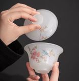  Bộ ấm chén trà sứ ngọc trắng cao cấp Chất liệu Lưu Ly + lọc thép không gỉ 304 