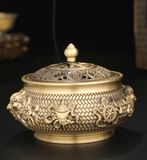  Lư hương Sư Tử Bát Bảo Chất liệu đồng Sử dụng đồ trưng bày d miệng 9, d đáy 8 cao 9 nặng 720g 