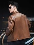  Áo khoác da nam phong cách doanh nhân Màu sắc: đen sâm panh/nâu Lớp lót: sợi polyester Vải: da dê cao cấp mềm mại 