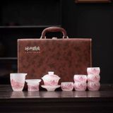  Bộ ấm chén trà ngọc hồng phong cảnh  Chất liệu Lưu Ly tráng men + lọc thép không gỉ 304 