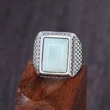  Nhẫn bạc nam cao cấp Chất liệu bạc 925 + ngọc trắng hetian Sử dụng đồ trang sức 