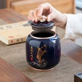  Lon trà kín hoa văn cá cao cấp Chất liệu gốm sứ Sử dụng đựng trà và bảo quản trà 
