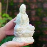  Quan âm đá trắng xanh cao 20cm 