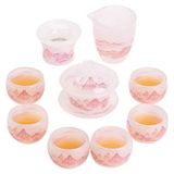  Bộ ấm chén trà ngọc hồng phong cảnh  Chất liệu Lưu Ly tráng men + lọc thép không gỉ 304 