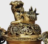 Lư hương Rồng trang trí Chất liệu đồng Sử dụng đồ trưng bày Kt 18*12*20cm nặng 1.4kg 