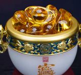  HŨ VÀNG THỎI TRANG TRÍ CAO CẤP Chất liệu: lưu ly thu hút tiền bạc, của cải cho gia chủ 
