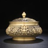  Lư hương Sư Tử Bát Bảo Chất liệu đồng Sử dụng đồ trưng bày d miệng 9, d đáy 8 cao 9 nặng 720g 