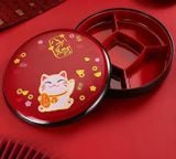  Hộp bày kẹo Tết mèo may mắn Chất liệu melamine (sứ giả) 