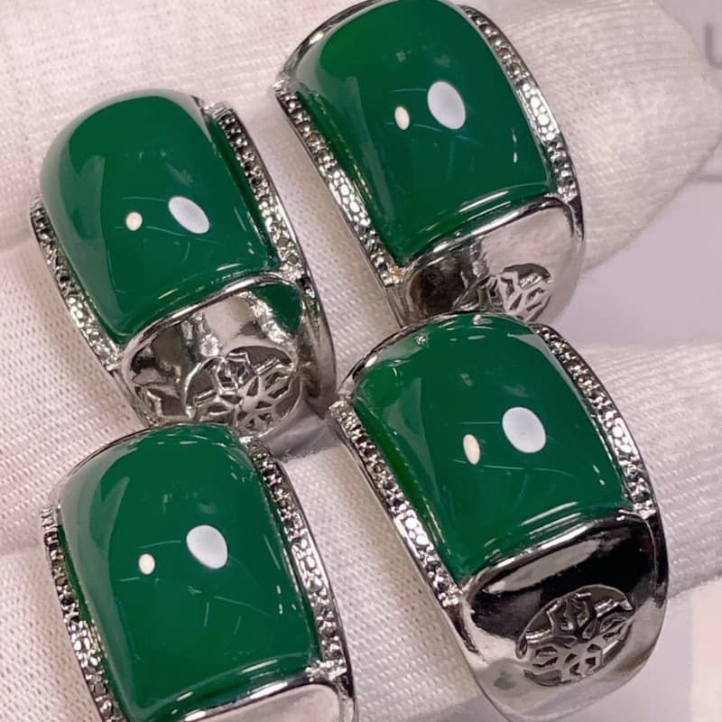  Nhẫn ngọc lục bảo nam tự điều chỉnh kích cỡ BK-ST001500VN-3152 chất liệu Mã não chalcedony 