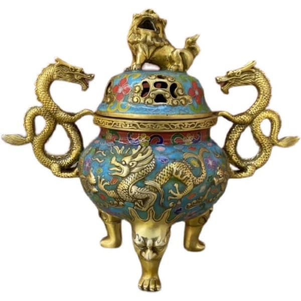  Lư Hương Tai Rồng Đầu Sư Tử Trang Trí  BK-ME008000VN-3082 chất liệu đồng 