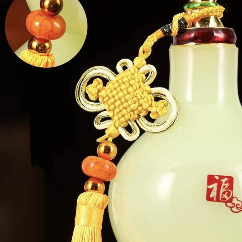  Bầu hồ lô may mắn thu hút tài lộc BK-ST004700VN-3172 chất liệu ngọc tráng men+men+đế gỗ 