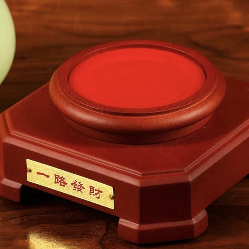  Bầu hồ lô may mắn thu hút tài lộc BK-ST004700VN-3172 chất liệu ngọc tráng men+men+đế gỗ 