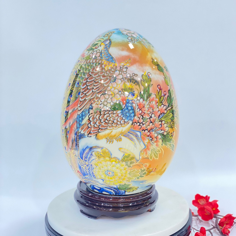  Trứng tài lộc vẽ vàng Công Danh Phú Quý BK-CE005700VN-4226 gốm sứ Bát Tràng 