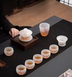  Bộ ấm chén trà sứ ngọc trắng cao cấp Chất liệu Lưu Ly + lọc thép không gỉ 304 