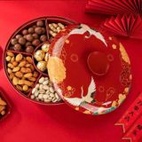  Hộp bày kẹo Tết Hạc trắng Chất liệu Composite melamine (sứ giả)  Sử dụng đựng hướng dương, kẹo 