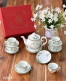  ẤM CHÉN ĐÀI CÁC TRÚC CHUỒN MEN KEM Dung tích: 450ml Chất liệu: Hàng vẽ tay, men khử 