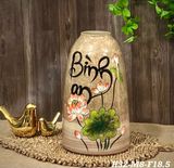  Bình gốm sứ Bát Tràng dáng chuông họa tiết vẽ tay chữ bình an cao 32cm 