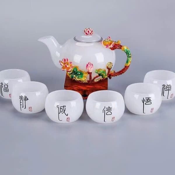  BỘ ẤM TRÀ TRÁNG MEN NGỌC BÍCH CAO CẤP BK-CE004000VN-3115 Chất liệu: Hợp kim ngọc + tráng men 