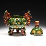  Lư hương đầy màu sắc sang trọng Chất liệu gốm sứ Sử dụng đồ trưng bày Kt 20*30cm 