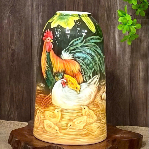  Bình chuông vẽ 3D kín bình gốm sứ Bát Tràng cao cấp cao 40cm 