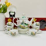  Bộ ấm chén Phú quý s2 sơn thuỷ mầu vàng kim BK-CE001100VN-3763 gốm sứ Bát Tràng 