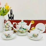  Bộ ấm chén Phú quý s2 sơn thuỷ mầu vàng kim BK-CE001100VN-3763 gốm sứ Bát Tràng 