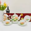 Bộ ấm chén Phú quý s2 sen mầu vàng kim BK-CE001100VN-3764 gốm sứ Bát Tràng