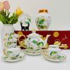 Bộ ấm chén hoa sen màu trắng men ngọc BK-CE002300VN-4170 gốm sứ Bát Tràng