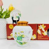  Bộ ấm chén hoa sen màu trắng men ngọc BK-CE002300VN-4170 gốm sứ Bát Tràng 