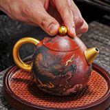  Ấm trà gốm họa tiết rồng đỏ BK-CE003100VN-3864 chất liệu bùn tím 