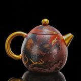  Ấm trà gốm họa tiết rồng đỏ BK-CE003100VN-3864 chất liệu bùn tím 