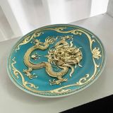  Đĩa gốm chạm khắc sơn mài cao cấp BK-CE003900VN-3881 chất liệu Lá vàng sơn thực vật tự nhiên 