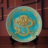  Đĩa gốm chạm khắc sơn mài cao cấp BK-CE003900VN-3881 chất liệu Lá vàng sơn thực vật tự nhiên 