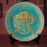 Đĩa gốm chạm khắc sơn mài cao cấp BK-CE003900VN-3881 chất liệu Lá vàng sơn thực vật tự nhiên 