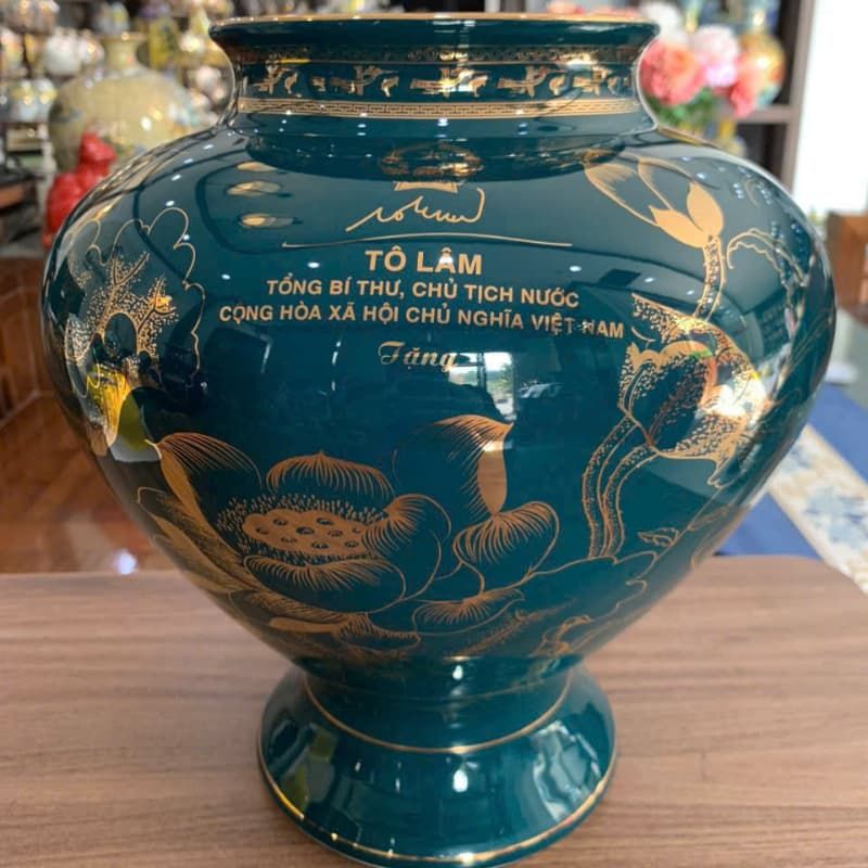  Bình gốm Bát Tràng BK-CE003900VN-3963 vẽ vàng 