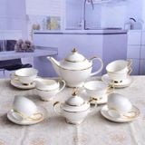  Bộ tách cà phê mạ vàng kiểu Anh cao cấp BK-CE005700VN-3695 chất liệu gốm sứ 