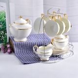  Bộ tách cà phê mạ vàng kiểu Anh cao cấp BK-CE005700VN-3695 chất liệu gốm sứ 