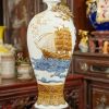 Mai bình thuận buồm men màu BK-CE008600VN-3663 chất liệu gốm sứ Bát Tràng