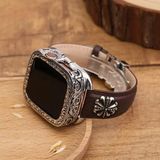  Dây da cá sấu phối khung kim loại cho Apple Watch BKFACN-9229 