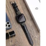  Dây da cá sấu phối khung kim loại cho Apple Watch BKFACN-9229 