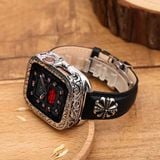  Dây da cá sấu phối khung kim loại cho Apple Watch BKFACN-9229 