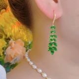  Hoa tai tua rua lá pha lê xanh BKFAVN-9059 