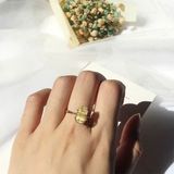  Nhẫn thạch anh tóc vàng bọc bạc mạ vàng BKJECN-9035 
