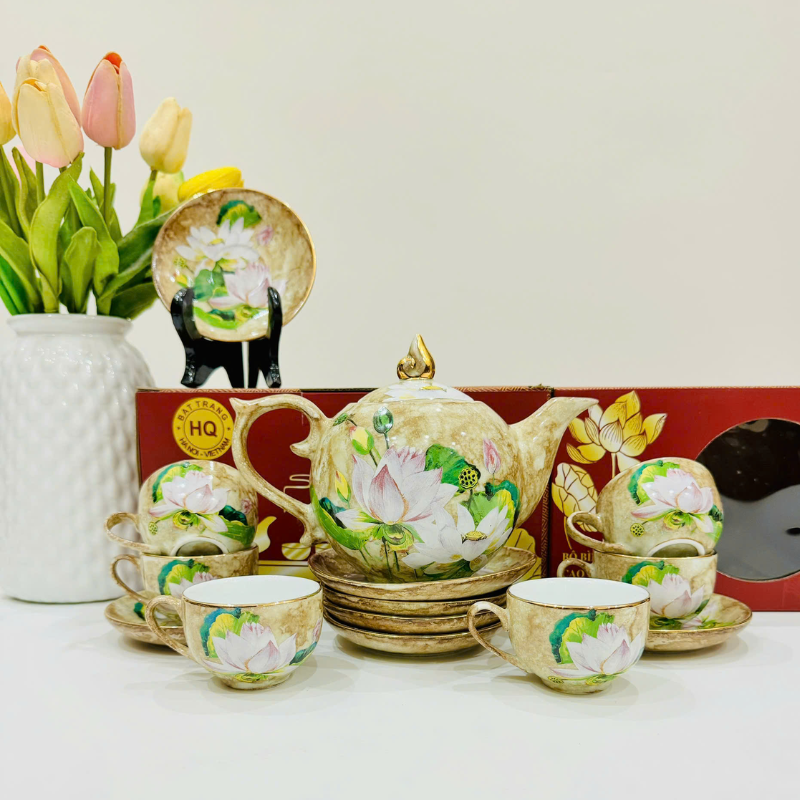  Bộ Bưởi lửa vân đá nâu sen mầu,phù dung 3D,vinh hoa mầu dt 550 ml 